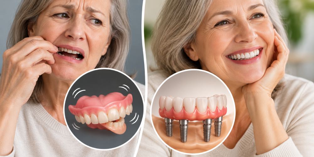 ¿Cansado de que se mueva la dentadura postiza? Descubre la alternativa fija